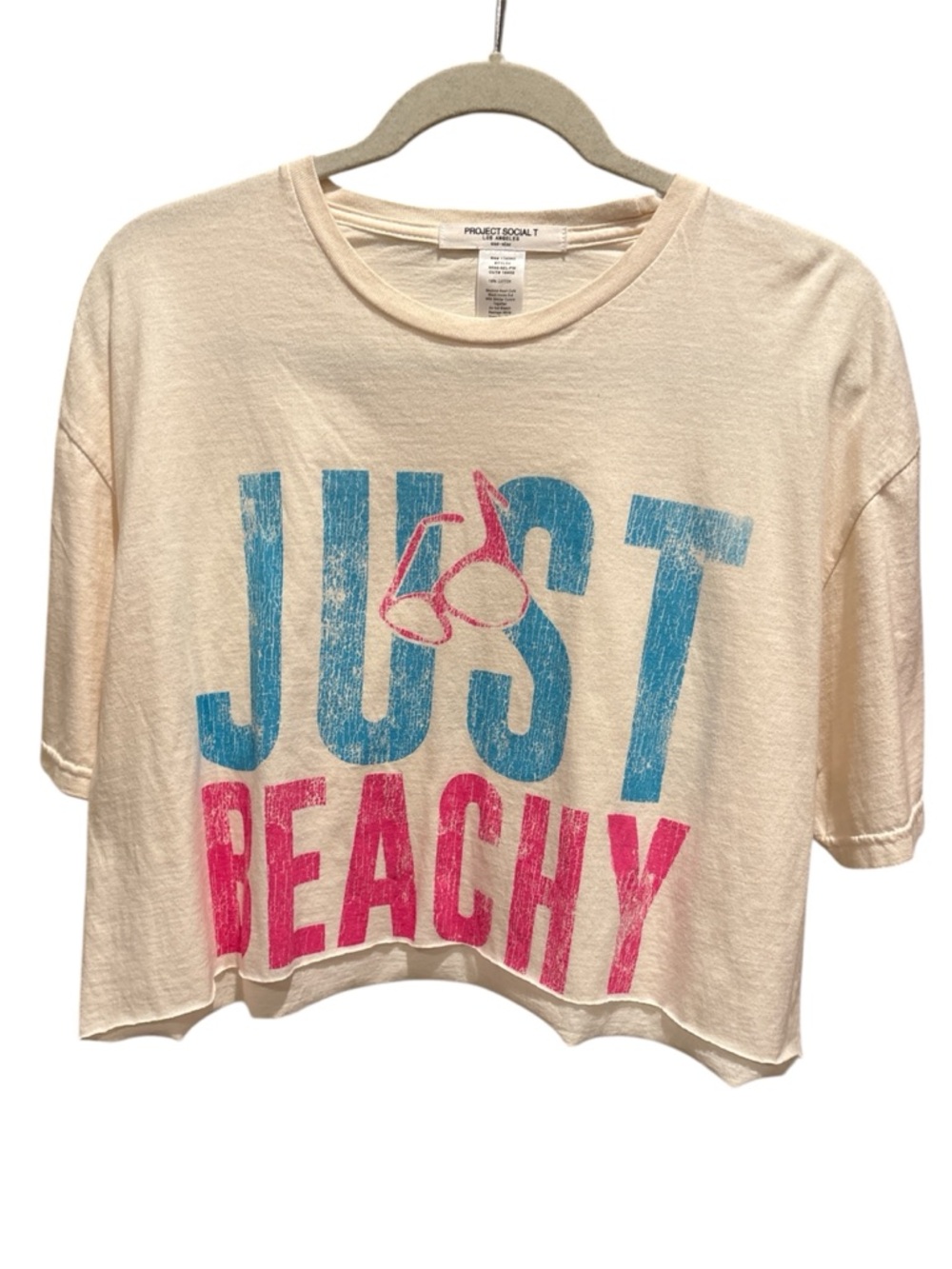 Project Social T Just Beachy Crop Tee NWOT